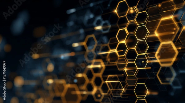 Obraz Technology digital business corporate abstract particles hex presentation broadcast background