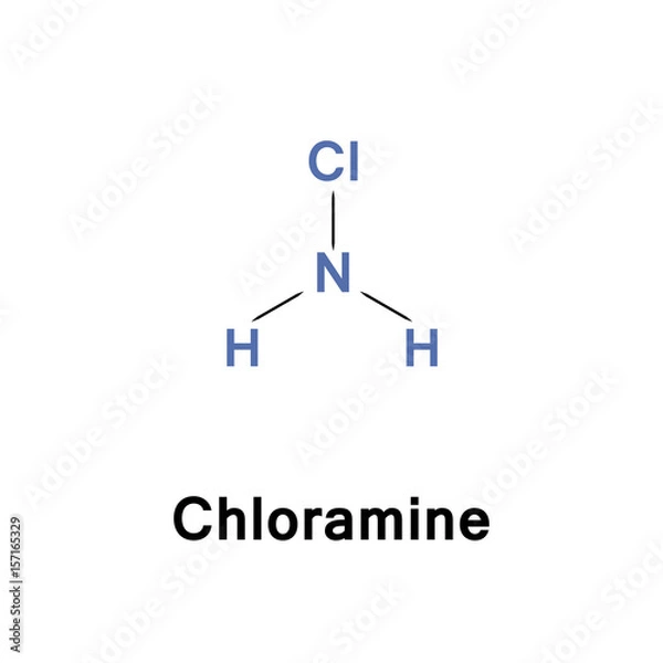 Fototapeta Chloraminy są pochodnymi amoniaku przez zastąpienie jednego, dwóch lub trzech atomów wodoru atomami chloru, monochloraminą, chloroaminą, NH2Cl, dichloraminą NCl2 i trichlorek azotu NCl3