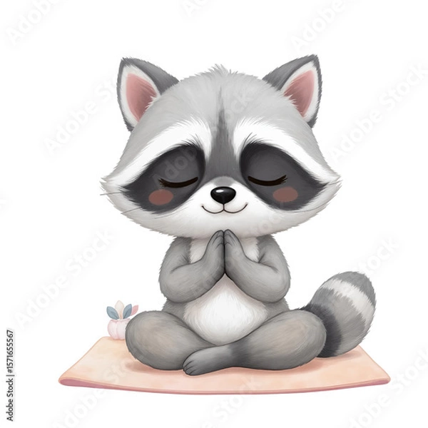 Fototapeta Raccoon Practicing Yoga with Calm Expression
