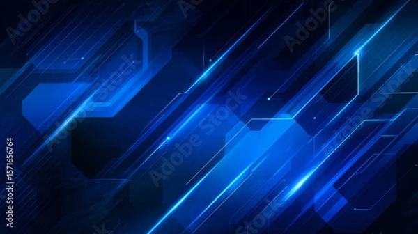 Obraz Blue abstract background, technology hi-tech futuristic template. Vector illustration