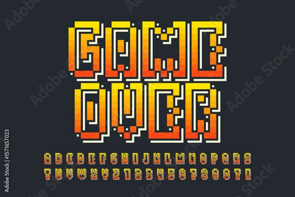 Fototapeta Pixel stylized vector alphabet design. High contrast and sharp, retro-futuristic.