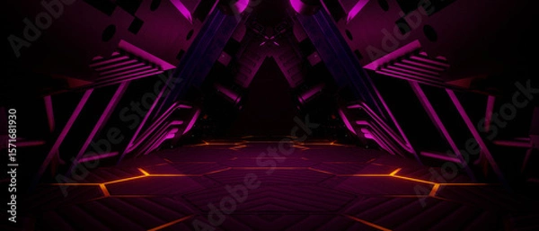 Fototapeta Abstract Futuristic Sci-Fi Glowing Tunnel