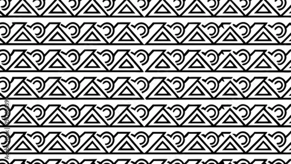 Obraz Abstract geometric pattern with repeating triangles and curved elements in black and white