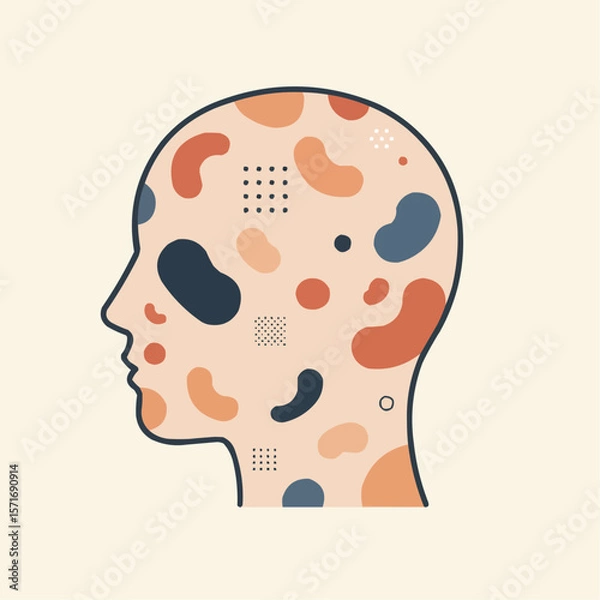 Fototapeta Abstract representation of a head with colorful patterns  
