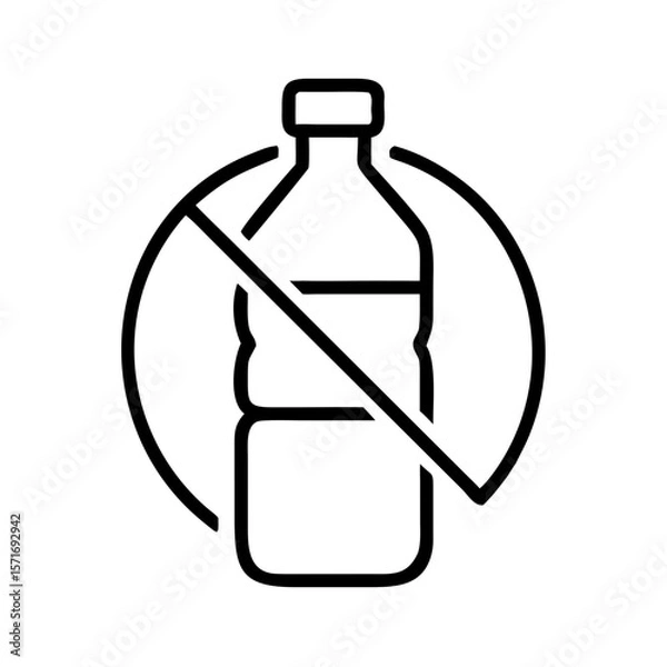 Fototapeta No bottled water symbol in minimalistic black outline style  