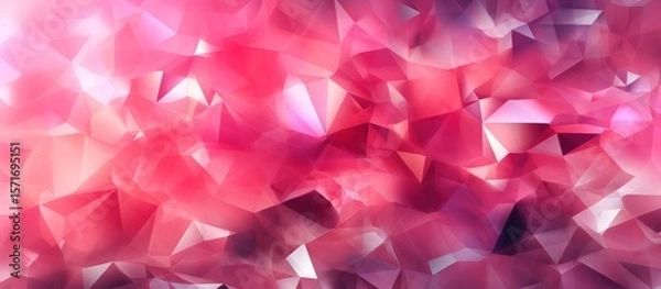 Obraz Bright pink abstract background with a seamless pattern of stars, hearts, and geometric shapes