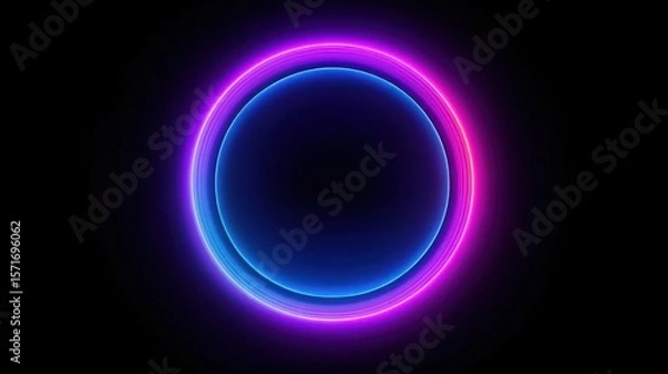 Obraz Glistening blue planet sphere with a neon glow, eclipsing a dark cosmic sky, perfect for a striking astronomy illustration