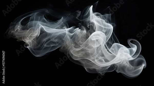 Obraz A flowing blue and colored smoke wave creates an abstract art pattern on a black background