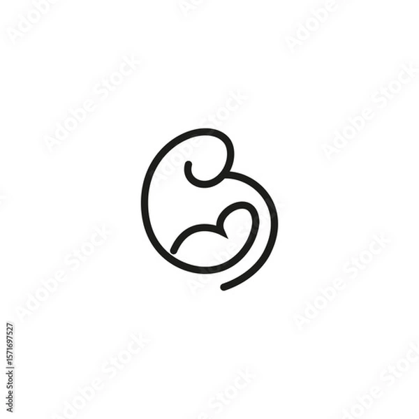 Fototapeta abstract breastfeeding mother logo with linear design style