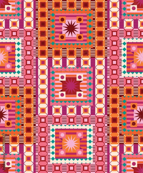 Fototapeta Colorful abstract mosaic vector seamless pattern