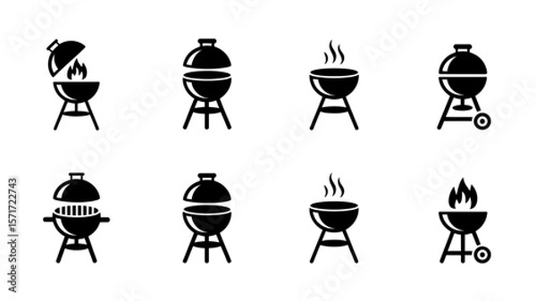 Fototapeta Barbecue Icons Set: A comprehensive collection of sleek, graphic barbecue icons, perfect for illustrating the essence of outdoor grilling, cooking, and culinary delight.