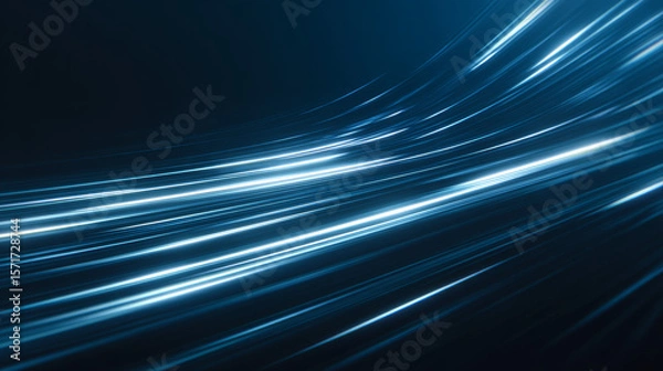 Fototapeta Modern abstract high speed movement. Dynamic motion light trails on dark blue background. Futuristic digital technology movement concept. Pattern for banner. Vector EPS10.