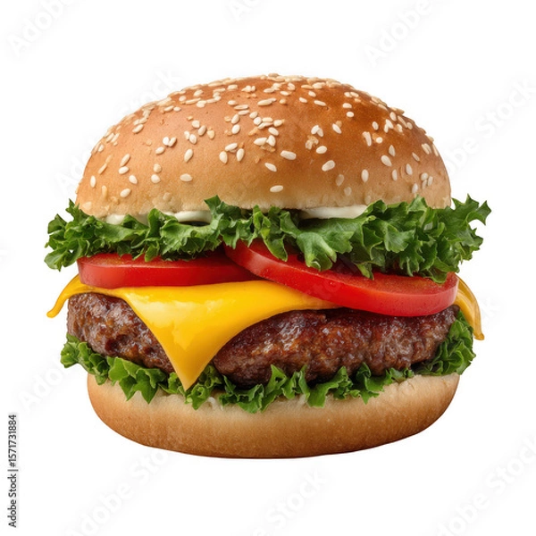 Obraz Delicious burger isolated on transparent background