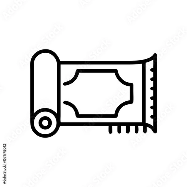 Fototapeta Vector illustration of a rolled rug in a minimalist style with copy space