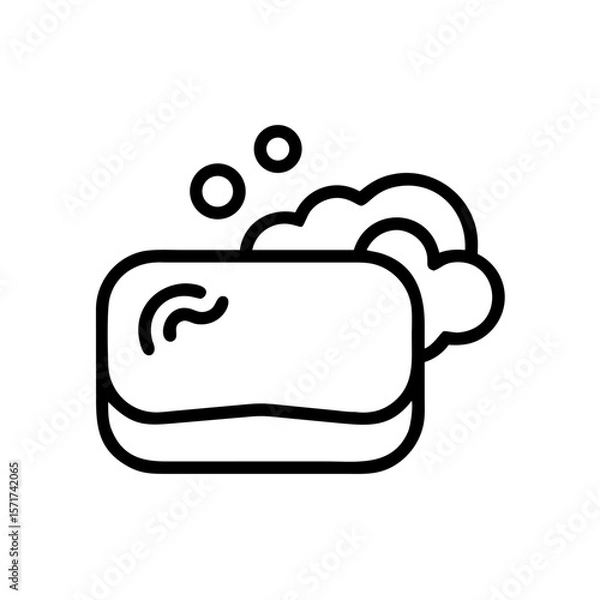 Fototapeta Vector illustration of a bar of soap in a minimalist style with copy space