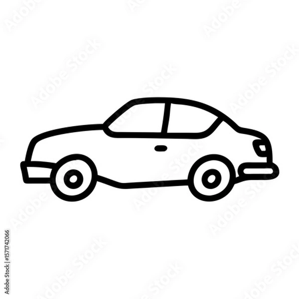 Fototapeta Vector illustration of a sedan car in a minimalist style with copy space
