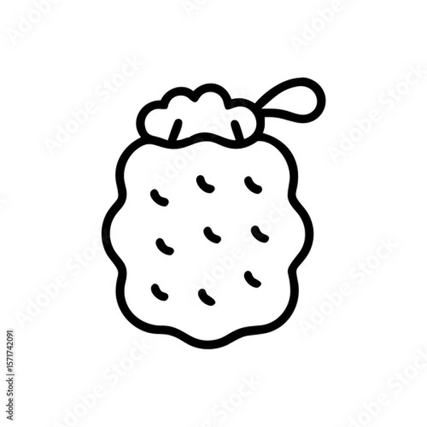 Fototapeta Vector illustration of a shower pouf in a minimalist style with copy space