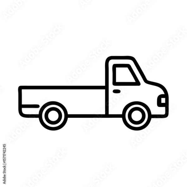 Fototapeta Vector illustration of a pickup truck in a minimalist style with copy space