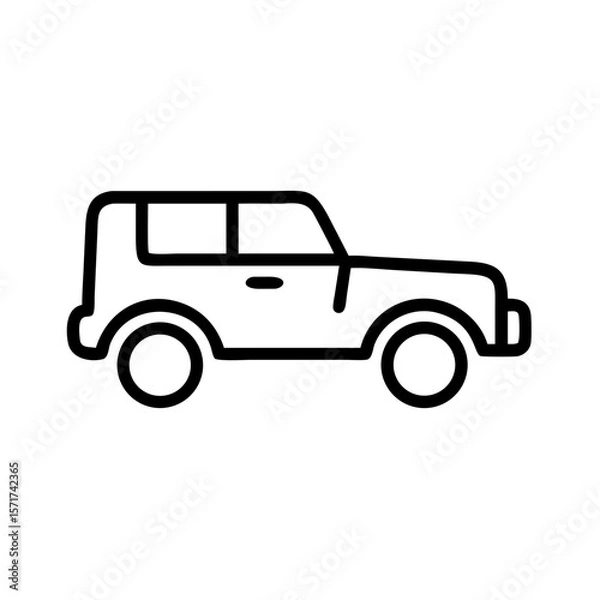 Fototapeta Vector illustration of a side view of a car in a minimalist style with copy space