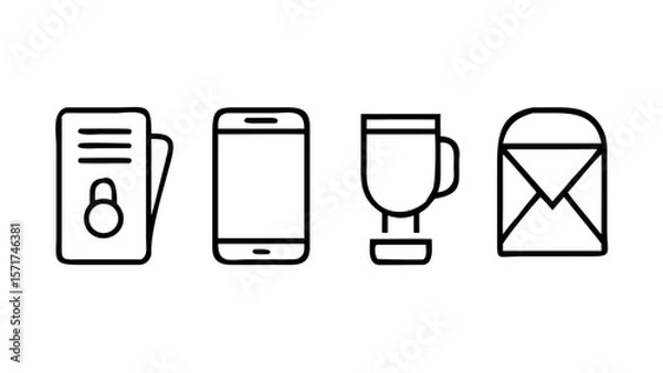 Obraz Business card phone cup and envelope icons vector design elements for business use