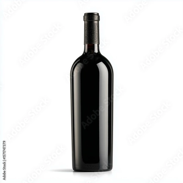 Obraz Red wine bottle on white background
