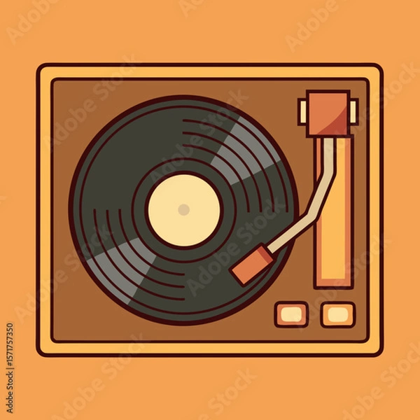 Obraz Vinyl record and turntable needle icon