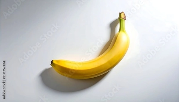 Fototapeta Single Banana Lying on a White Surface with Shadow