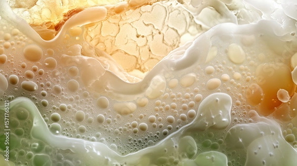 Fototapeta Microscopic view of gelatin dessert in earthy tones – A soft focus macro showing gel surface patterns