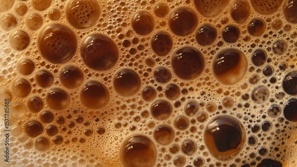 Fototapeta Ultra Close-up of Coffee Crema Bubbles on the Surface