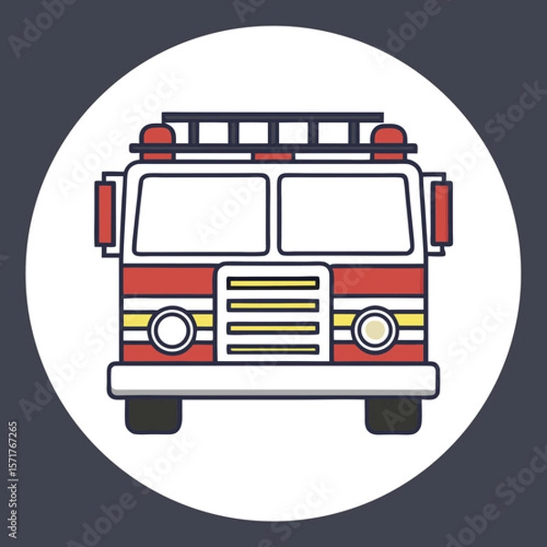Obraz Fire truck icon in front view