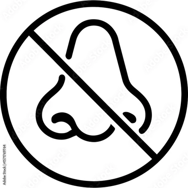 Fototapeta Odorless scent symbol with nose outline icon vector