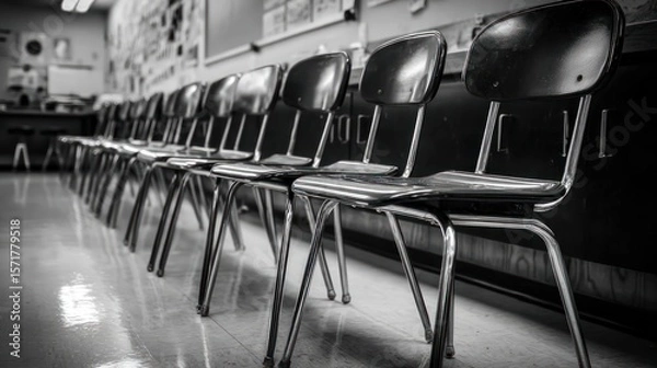 Obraz Empty classroom chairs in a row