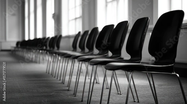 Obraz Empty chairs in a long row