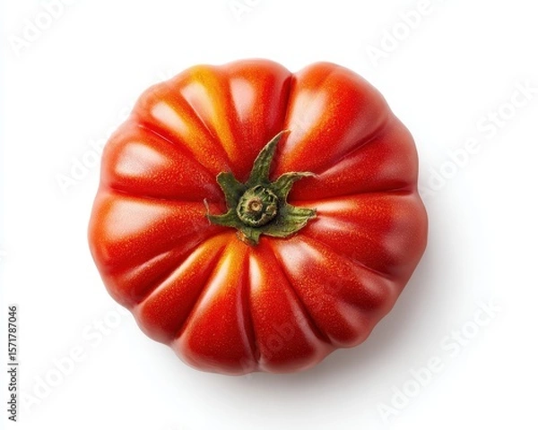 Fototapeta Overhead View of Organic Beefsteak Tomato on White Background