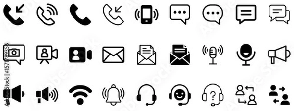 Fototapeta Communication Set of Web Icons | Messaging, Support & Interaction Icons for UI