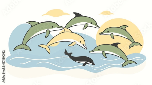 Obraz playful dolphins in the sea.