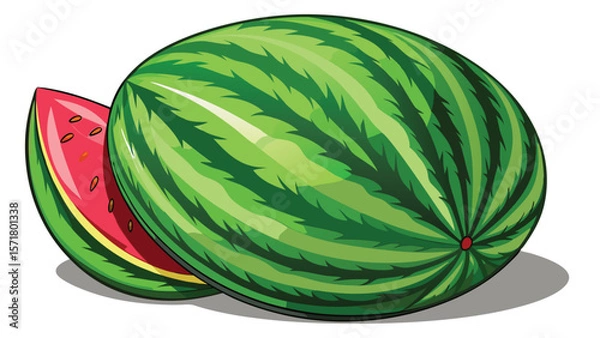 Obraz Watermelon on white background vector illustration.