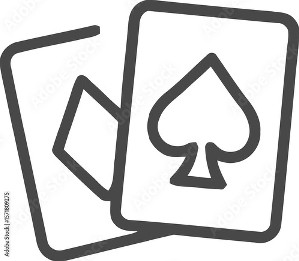 Fototapeta Card game, Texas Hold 'em poker playing card editable vector icon line art illustration 