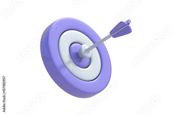 Fototapeta Target with an arrow in the center isolated on white background. Bullseye game. 3d render
