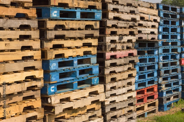 Obraz Stack of Wooden Pallets