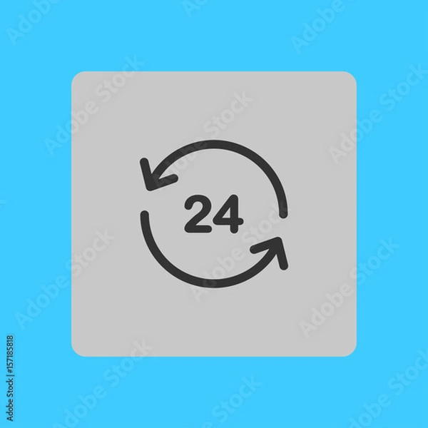 Fototapeta Open around  the clock hours a day icon. Badge-clock work time.