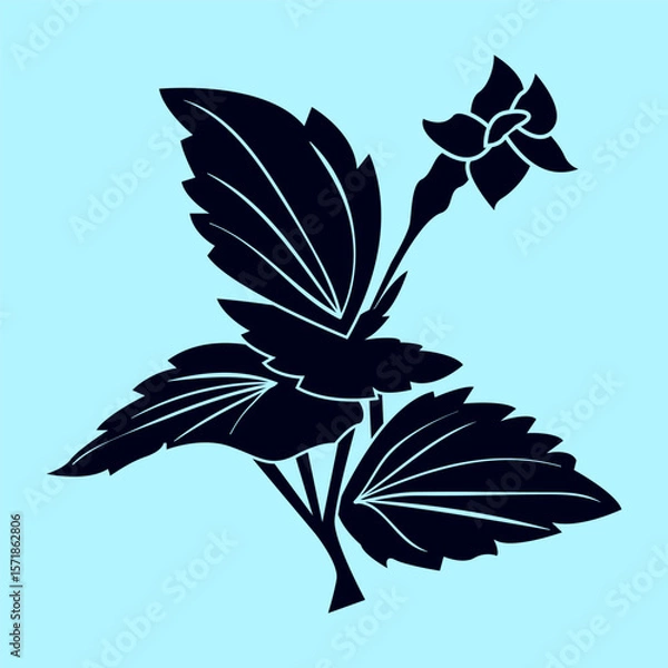 Fototapeta Black wild grass silhouette with blooming flower. Ideal for eco designs, logos, packaging, or botanical themes. Clean vector style for versatile use in various creative projects.