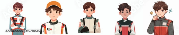 Fototapeta sad expression racer character vector
