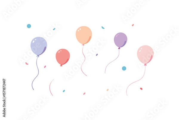 Obraz Watercolor Spots With Floating Balloons And Streamers