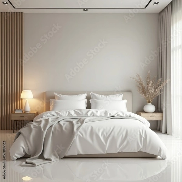 Obraz Smart bed room simple & minimalist design 