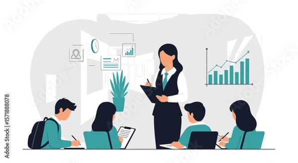 Obraz Business Meeting Presentation Depicting Growth And Strategy Session In The Office Setting