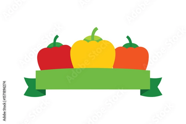 Obraz Colorful Bell Peppers With A Floating Blank Banner