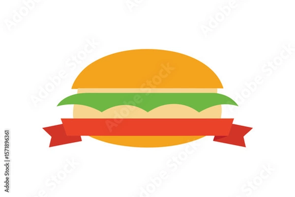 Obraz Cheeseburger With Ribbon Design For Message Space