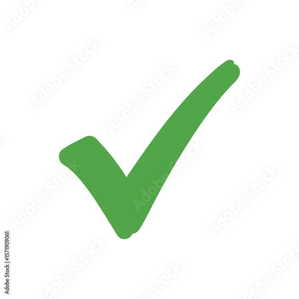 Obraz A simple green check mark is isolated on white background, indicating approval and a positive confirmation