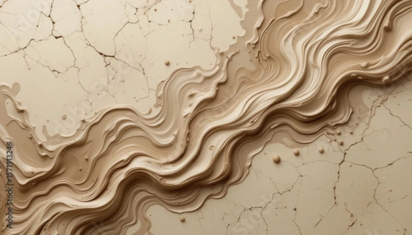 Obraz Abstract Beige Texture with Cracks and Flowing Pattern Neutral Backdrop